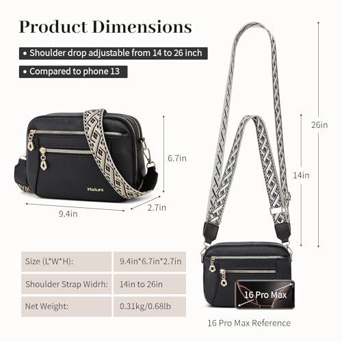 Crossbody Purse for Women Small Crossbody Bags Trendy Vegan Leather with Adjustable Shoulder Straps Gift for Mother Wife Mom - color: Black New
