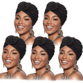DRESHOW 5 Pack Knotted Headwraps for Women African Turban Pre-Knotted Beanie Headwraps Hair Covers - color: 5 Pack Donuts: Black