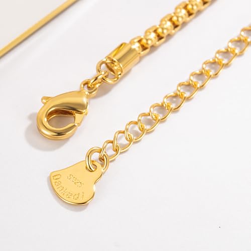 Dankadi Women 925 Sterling Silver Anklets Bracelet Men Simple Chopin/Box Chain/Twist Rope Chain Summer Beach Foot 24k Gold Plated Jewelry Gift - color: Box Chain Gold, size: 27cm