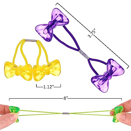 Expressions 24pc Ponytailers Hair Elastics, Mini Bow-Shaped Multicolored Twin Beads Bauble Ponytail Holders, Toddler Hair Accessories, Kids Value Pack | Fun Colorful Hair Ties for Girls, Kids & Toddlers. No-Slip Hold. Cute Bobble Ponytail Holders - color: