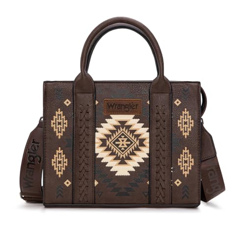 Wrangler Tote Bag for Women Western Purse and Aztec Satchel Handbag - color: Aztec Coffee
