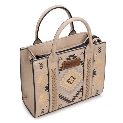 Wrangler Tote Bag for Women Western Purse and Aztec Satchel Handbag - color: Aztec Light Khaki