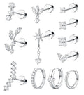 ORAZIO 16 Gauge Cartilage Earrings for Women Flat Back Hypoallergenic Surgical Steel Small Flatback Stud Hoop Cartilage Earring Stack Set Daith Conch Tragus Helix Piercing Jewelry Single PC - color: Silver Plated