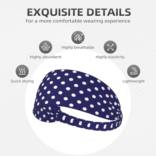 Blue and white Polka Dot Headband - Elastic Fashion Hair Band for Sports, Yoga, Daily Wear - color: 13