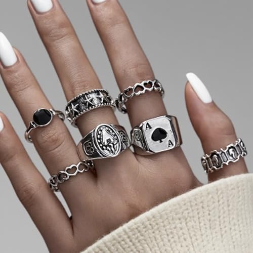Stackable Rings Set for Women - Boho Midi Knuckle Rings with Moon and Star Designs, 22-Piece Adjustable Fashion Jewelry for Daily Wear - color: Silver, size: Style 7