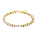 TOPGRILLZ Tennis Ankle Bracelet Gold Anklet Adjustable with Extension 14K Gold Plated Iced out Diamond 3-6mm Fashion Stylish Foot Jewelry for Women - style: 3mm Gold
