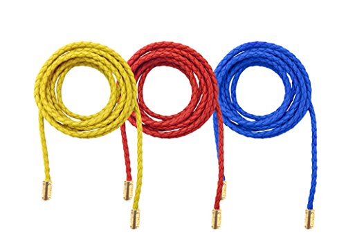 TeeYee Waist Belt Woven Knitted Rope/Chain PU leather 3 Pieces Tassel Rope Skinny Belt - color: 019redyellowblue