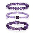 3Pcs Natural Stone Bracelets for Women 8mm Crystal Beaded Bracelets Handmade Stretch Bracelet Healing Crystal Jewelry for Women - style: Amethyst