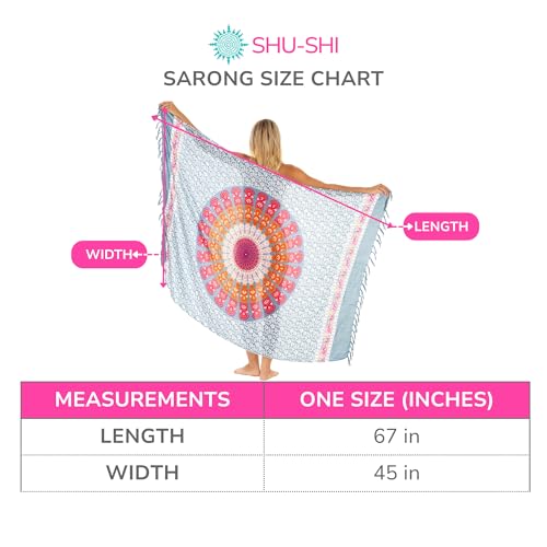 SHU-SHI Sarong Wraps for Women Long Beach Cover ups Pareo Bathing Suit Wrap Skirt Mandala Sarongs Coverup - color: Gray/Pink/Orange