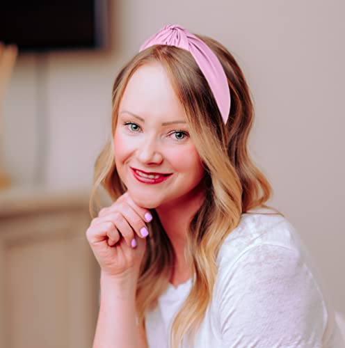 Leather Pink Levender Headband Warable All Day, Unique Adult Head bands for Women's Hair Year-round Faux Knotted Fashion Designer Top Knot for Women Girls Womens Headbands - color: Lavender Pink