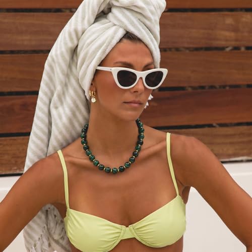 Colorful Beaded Necklace for Women Chunky Resin Beads Choker Necklaces Boho Statement Necklace Summer Vacation Y2K Jewelry - color: Green