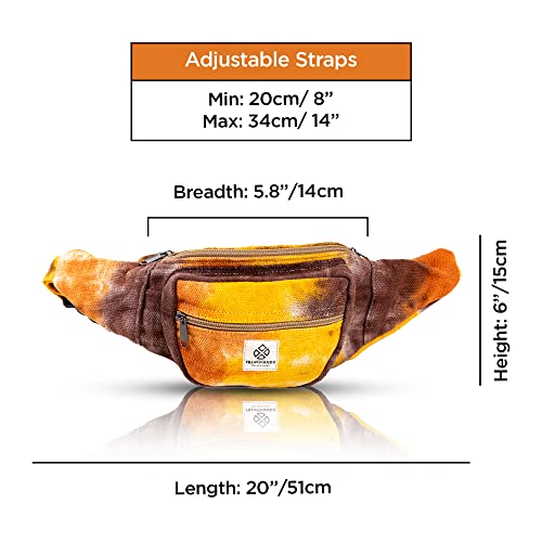 Freakmandu Eco-Friendly Boho Hippie Style Hemp Fanny Pack Cross Body Hip Waist Bag for Hiking Running Jogging (Fall Trip) - color: Fall Trip