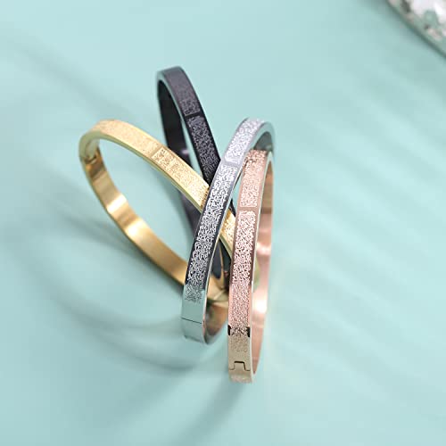 Qitian Islamic Jewelry Gifts for Women Allah Gold Bangles Bracelets Ayatul Kursi Arabic Cuff Bracelet for Women Men Islam Eid Ramadan New Year Gifts - color: L--Oval - women