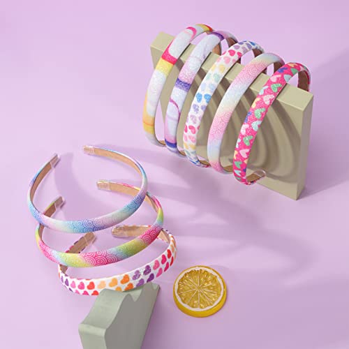 Fishdown Rainbow Headband for Girls，8 pcs Glitter Headbands for Girls, Glitter Heart Headband for Toddler Kids Sequin Headbands for Girl - color: Color-4