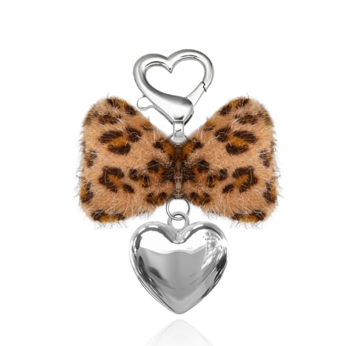 Leopard Faux Fur Keychain for Purse Charms for Handbags Leopard Plush Key Chain for Car Keys - color: Color 7