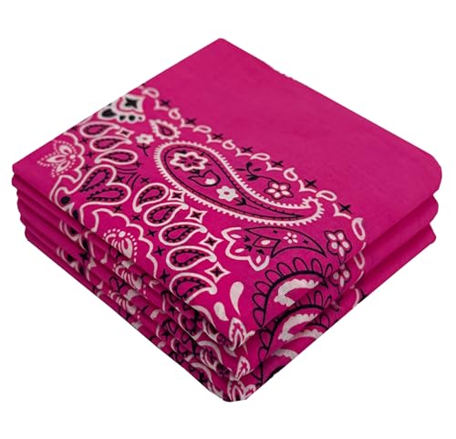 Classic Paisley Bandanas - 3 Pack Gift Set, 100% Cotton, 22x22 Inches - color: Pink
