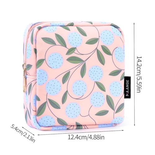 MAANGE Small Makeup Bag for Purse, Portable Cosmetic Bag, Mini Makeup Bag with Slip-in Pockets, Cute Make Up Bag, Pouches for Purse Women (Pink Plants) - color: 1 Piece-Mini