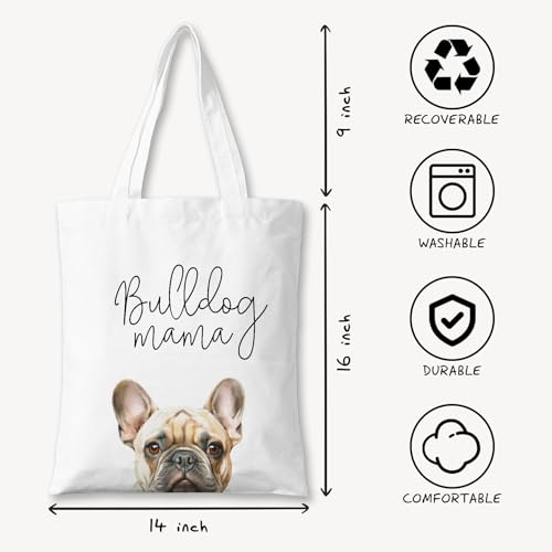 Dog Mama Canvas Tote Bag for Women, Dogs Lover Gift for Dog Mom, Birthday Christmas Cute Rottweiler Gifts For Women. - color: Bulldog Mama (023)