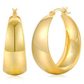 Senteria 12mm Wide Thick Hoop Earrings 925 Sterling Silver Hoop Earrings for Women Hypoallergenic 14K Real Gold Plated Hoops Large Earring Lightweight Chunky Hoops Earring for Women 25/30/40/50MM - color: Gold-25mm