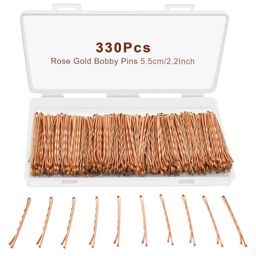 330 PCS Rose Gold Bobby Pins for Women Girls, YINGFENG 2.2 Inch Long Super Grip Blonde Hair Pins with Box, Reusable Non Slip Hair Pins, For Buns, Thick Hair Thin Hair And All Hair Types - color: Rose Gold(2.2Inch)