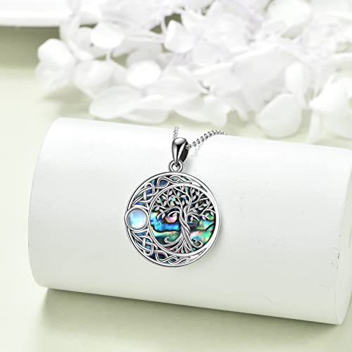 ONEFINITY Tree of Life Necklace 925 Sterling Silver Abalone Shell Celtic Knot Pendant Necklace for Women Jewelry - style: Abalone shell moonstone