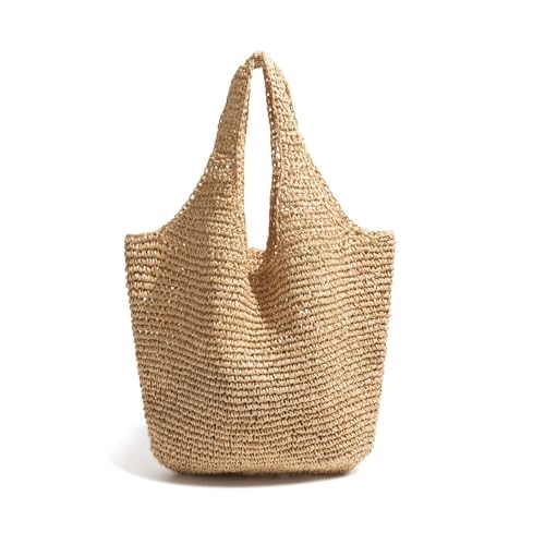 Beach Bags for Women,Summer Soft Large Woven Shoulder Handbags Boho Straw Tote Bags for Travel Vacation 2026 - color: Beige