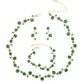Elegant Brides Austrian Crystal Flower Choker Necklace Drop Dangle Earring Bracelet Wedding Jewelry Set for Bridesmaid Prom Costume Jewelry Set for Women - color: Emerald-Gold Plated