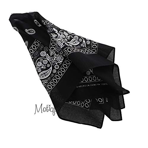 Motique Accessories 22 Inch Cotton Paisley Bandana - color: Black