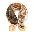 Relang Fashion Silk Satin Head Scarf for Women Hair Bandana Hair Scarf Wrap Neck Scarf for Women 27.5×27.5 inches - color: Camel Tone Zebra Pattern Satin Scarf