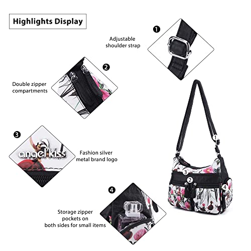 Angel Kiss Crossbody Bags for Women, Ladies Shoulder Handbags and Purses Medium Faux Leather Pocketbooks | Ladies - color: 7pink/Black