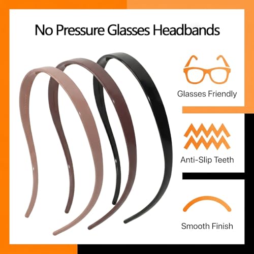 3 Pack Glasses Headbands for Women, Hairband Designed for Eyewear, Fashion Skinny Headbands-Neutral - color: Polished - 3 Colors01