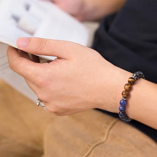 Strong Healing Crystal Bracelet 8MM Genuine Stone Bracelet Lucky Beaded Bracelet Chakra Bracelet 6.5 inch Positive Energy Inspirational Gifts for Women Mom - style: Focus Willpower