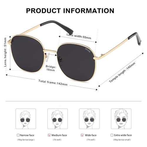 SOJOS Classic Trendy Square Sunglasses for Women Men Cute Big Frame Gold Shades SJ1137 - color: Bright Gold/Grey