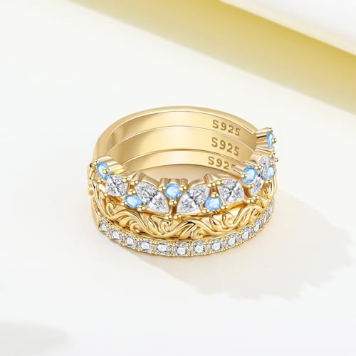 Stackable Rings Set for Women with 5A Cubic Zirconia Gift for Statement Rings Promise Rings Party Favor Ring-packs - style: Rings Set 1