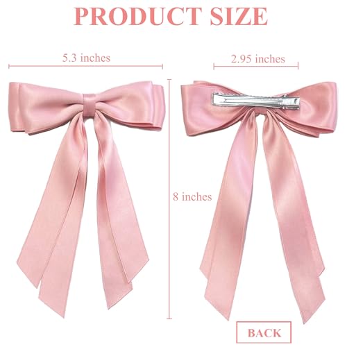 Hair Bows for Women Valentine's Day Bow Clips Cute Ribbons Girls Ribbon Bows BowKnot Barrettes Tassel Bow Clips Fashion Valentine Hair Accessories for Women, Pink & Beige - color: Pink & Beige