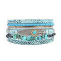 Long tiantian Boho Leather Wrap Bracelets Western Bracelets for Women Stackable Starfish Crystal Pearl Turquoise Leather Bracelet With Clasp Jewelry Gifts Boho Dresses - color: A5:BLUE Bracelet