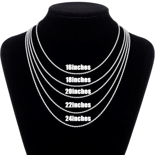 Gacimy 925 Sterling Silver Rope Chain for Women Men, 1.2mm 1.5mm 1.8mm Width 16 18 20 22 24 Inches Length - size: 18 Inches, style: 1.8MM-Width