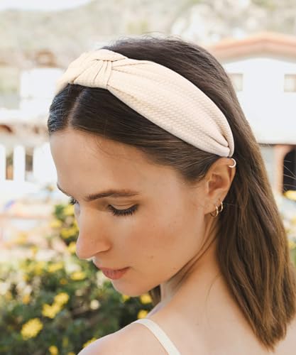 WOVOWOVO Knotted Headbands for Women, 4 Packs Wide Head Bands for Women's Hair Non Slip Boho Fashion Hairbands Top Knot Black Khaki Brown Hair Hoops Accessories - color: Neutral Color