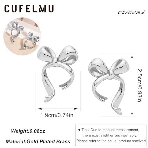Gold Silver Bow Drop Earrings for Women Long Tassel Chain Bow Earrings Ribbon Bowknot Dangle Earrings Jewelry Gifts - color: Silver Bow C