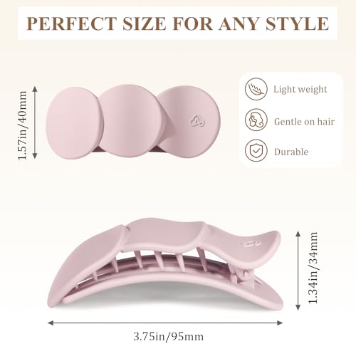 Medium Flat Hair Clips for Women, French Claw Clips Strong Hold for Thick & Thin Hair, Duckbill Hair Clips Non Slip for Driving Yoga - Pink, Blue Grey, Brown, Khaki, 4pcs - color: Pink, Blue Grey, Brown, Khaki