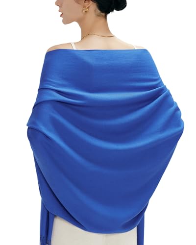 maamgic Women's Winter Scarf Soft Warm Scarf for Women Cozy Shawl Wraps for Women Lightweight Pashmina Style Wrap - color: Solid Royal Blue