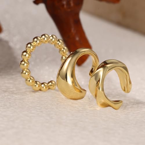 3Pcs Ear Cuffs Non Piercing for Women，14K Gold Plated Hypoallergenic Cuff Earrings Trendy clip Earrings for Women Cartilage Gold Jewelry Gift - color: Ear Cuffs CZ-C