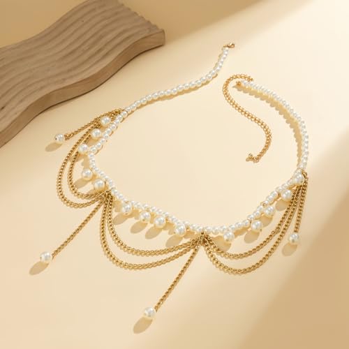 Boho Body Chain Waist Chain Gold Tone Tassel Layered Chain Belt Adjustable Belly Chains Metal Bikini Party Dress - color: Color 6