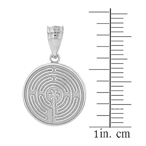 Dainty 925 Sterling Silver Chartres Meditation Labyrinth Disc Pendant Necklace