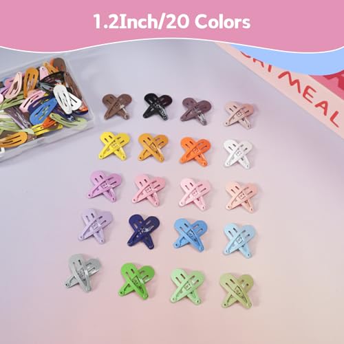 Snap Mini Hair Clips, 100PCS Premium Kids Barrettes Metal Non Slip Hair Bow Clips for Girls Toddler, 1.2 Inch 20 Colors