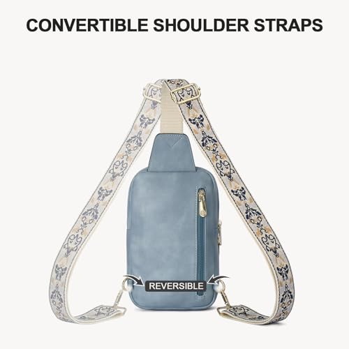 BOSTANTEN Sling Bag Quilted Crossbody Bags for Women Cross Body Purse Leather Fanny Pack with Adjustable Guitar Strap - color: A-light Blue