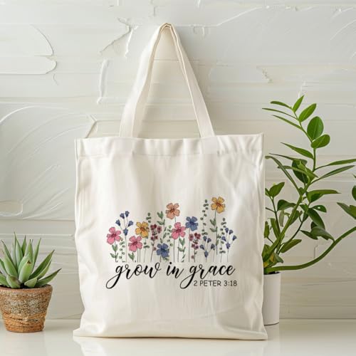 Canvas Tote Bag Aesthetic for Women,Reusable Canvas Cute Shoulder Bag for Grocery, Shopping, Beach & Daily Use - color: Christian