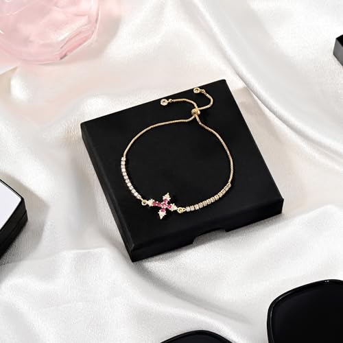 VIBILIA Bracelets for Women, Cross Bracelets for Women Trendy, Dainty Tennis Bracelet, Catholic Gift for Mom Daughter Wife Sister Friend, Communion Gift on Birthday Valentine's Day Easter Mother's Day - color: G. Gold-Rose