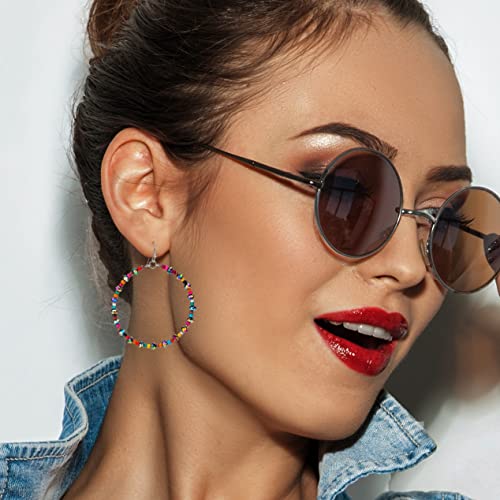 Bohemian Multi-Colored Sequin Hoop Gold Earrings - SPUNKYsoul Collection… - style: FACETED IRIDESCENT