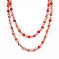 Long Beaded Necklace for Women Boho Colorful Crystal Stone Knot Statement Fashion Costume Jewelry Gifts - color: Pink Peach